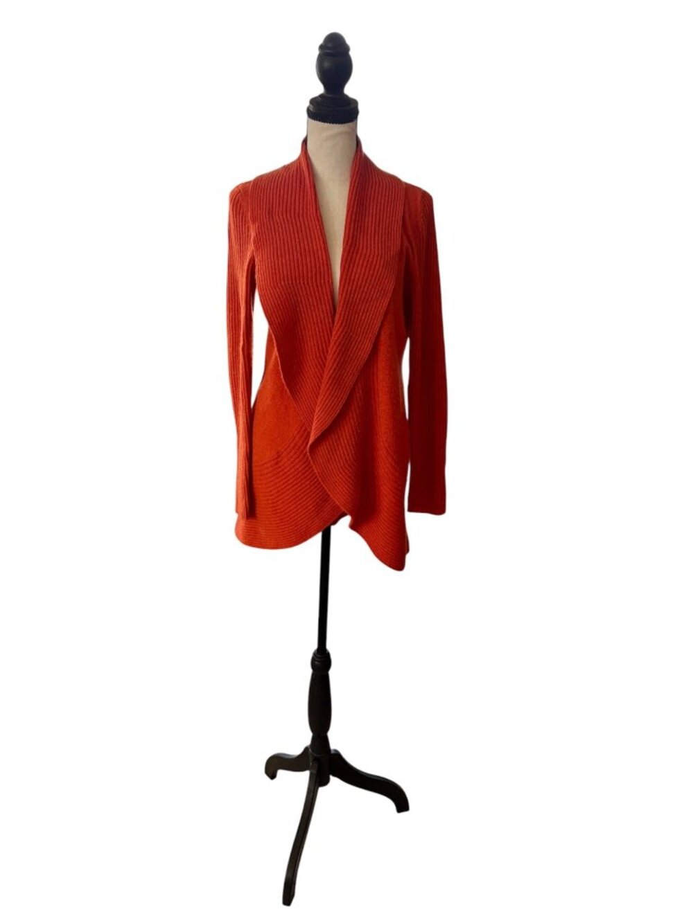 Talbots Pure Cashmere Cardigan Sweater Burnt Orange Size Medium Open Design